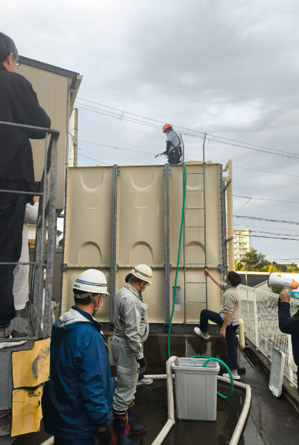 貯水槽への給水訓練